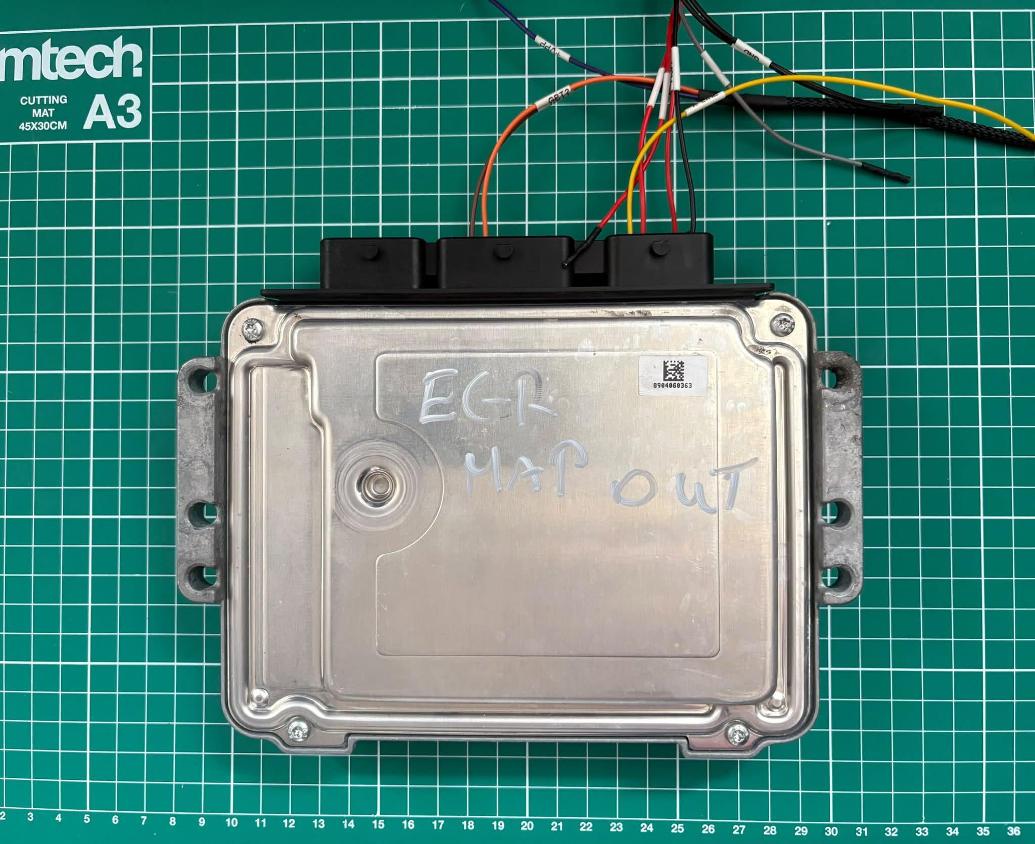 Ford Focus ECU on bench for EGR software solution