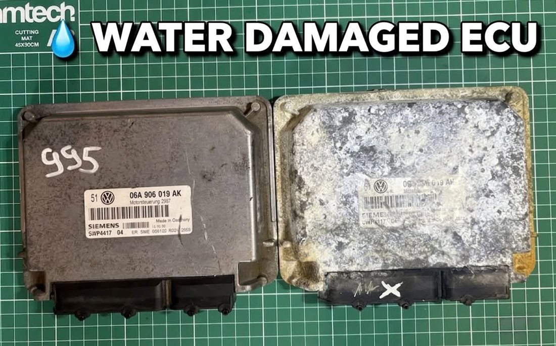 Water-damaged SEAT Cordoba engine ECU before cloning assessment